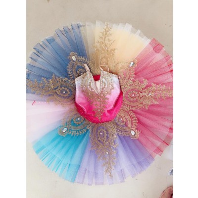   Professional Colorful Sleeping Beauty Tutu Little Swan Lake , Ballet Clothes Dance Costumes for prom